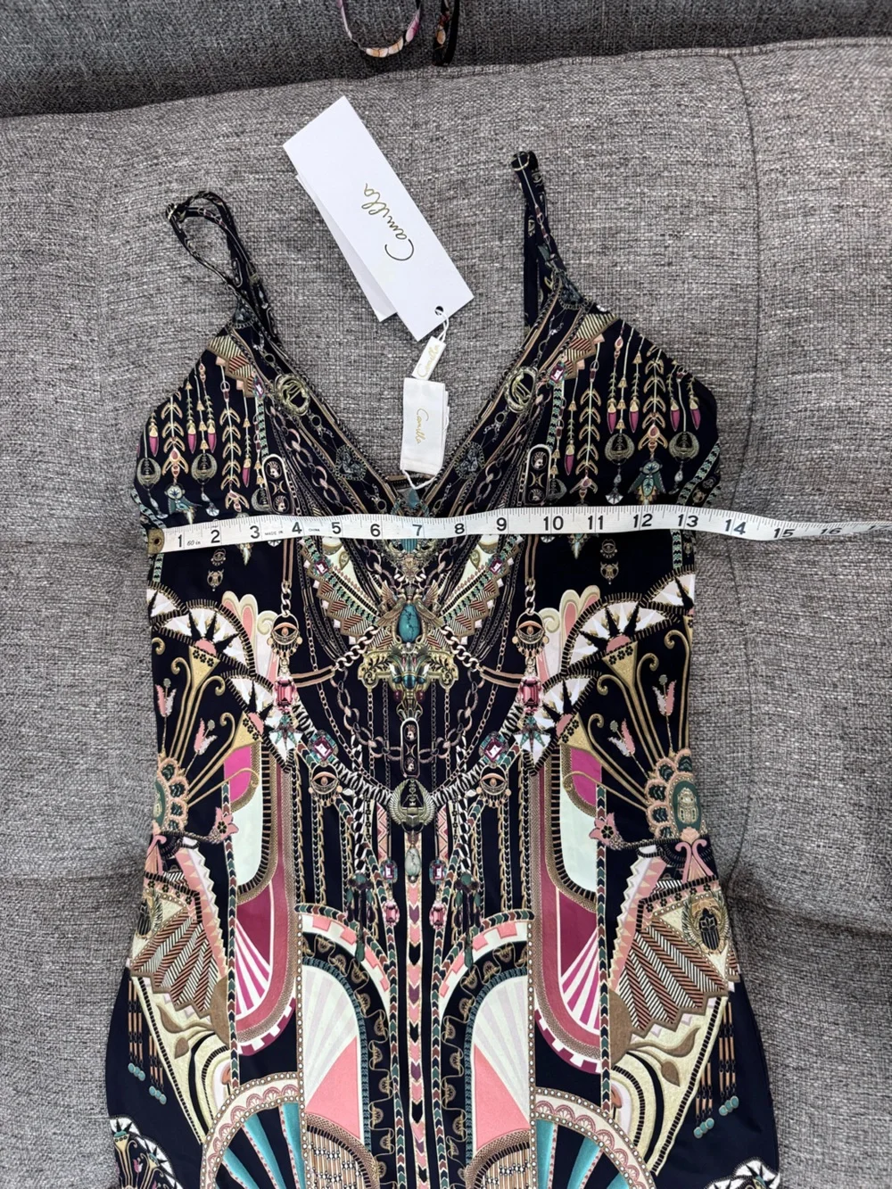Camilla They Called Her Nefertari V Neck Black Multicolor Mini Dress size XS - Picture 5 of 9